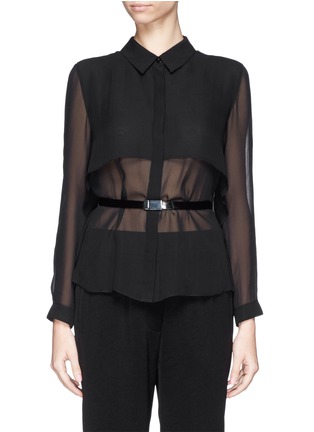 Main View - Click To Enlarge - ARMANI COLLEZIONI - Cape back belted silk blouse