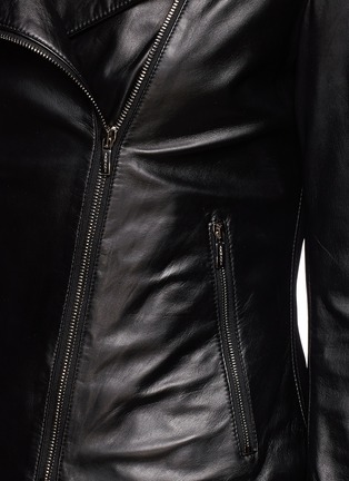 Detail View - Click To Enlarge - ARMANI COLLEZIONI - Asymmetric zip leather biker jacket