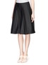 Front View - Click To Enlarge - ARMANI COLLEZIONI - Pleat cotton blend flare skirt
