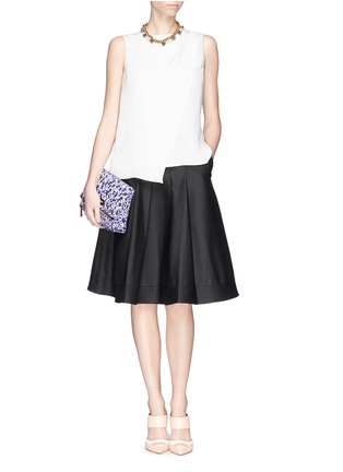 Figure View - Click To Enlarge - ARMANI COLLEZIONI - Pleat cotton blend flare skirt