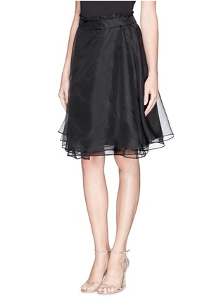 Front View - Click To Enlarge - ARMANI COLLEZIONI - Flare layer organza skirt