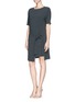 Figure View - Click To Enlarge - ARMANI COLLEZIONI - Apron skirt wool dress