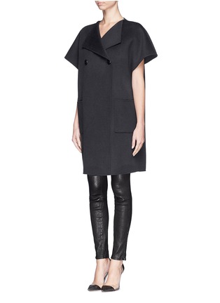 Front View - Click To Enlarge - ARMANI COLLEZIONI - Collarless cashmere coat