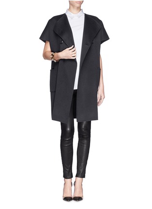 Figure View - Click To Enlarge - ARMANI COLLEZIONI - Collarless cashmere coat