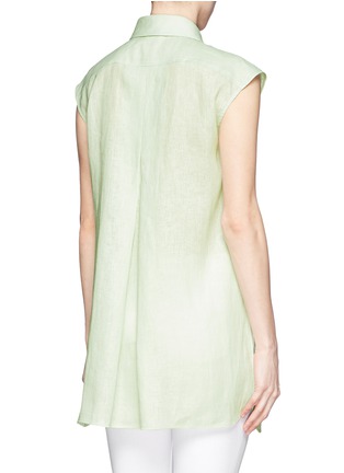 Back View - Click To Enlarge - ARMANI COLLEZIONI - Sleeveless linen shirt dress