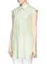 Front View - Click To Enlarge - ARMANI COLLEZIONI - Sleeveless linen shirt dress
