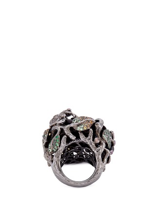Figure View - Click To Enlarge - LYDIA COURTEILLE - 'Rose and Frog' diamond ebony wood ring