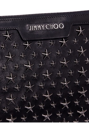  - JIMMY CHOO - 'Derek' star embellished leather mini zip pouch