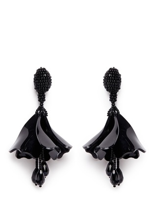Main View - Click To Enlarge - OSCAR DE LA RENTA - 'Mini Impatiens' petal glass crystal drop clip earrings