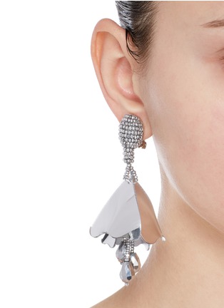 Figure View - Click To Enlarge - OSCAR DE LA RENTA - 'Mini Impatiens' petal glass crystal drop clip earrings