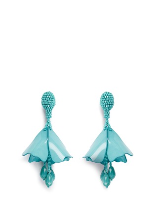 Main View - Click To Enlarge - OSCAR DE LA RENTA - 'Mini Impatiens' petal glass crystal drop clip earrings