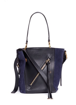 Main View - Click To Enlarge - CHLOÉ - 'Myer' small suede and leather double carry bag