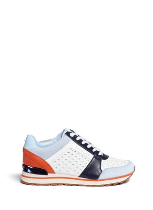 Main View - Click To Enlarge - MICHAEL KORS - 'Billie' perforated colourblock suede and leather sneakers