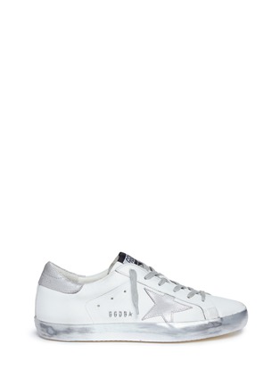 Main View - Click To Enlarge - GOLDEN GOOSE - 'Superstar' star patch smudged leather sneakers