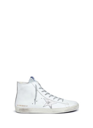 Main View - Click To Enlarge - GOLDEN GOOSE - 'Francy' smudged leather high top sneakers