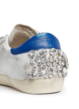 Detail View - Click To Enlarge - GOLDEN GOOSE - 'Superstar' strass embellished smudged leather sneakers