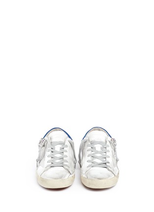 Front View - Click To Enlarge - GOLDEN GOOSE - 'Superstar' strass embellished smudged leather sneakers