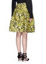Back View - Click To Enlarge - OSCAR DE LA RENTA - Floral cloqué jacquard pleated skirt
