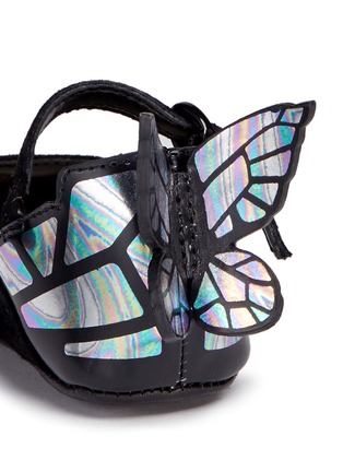 Detail View - Click To Enlarge - SOPHIA WEBSTER - 'Chiara Baby' holographic butterfly suede infant Mary Jane flats