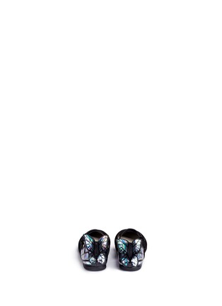 Back View - Click To Enlarge - SOPHIA WEBSTER - 'Chiara Mini' holographic butterfly suede toddler Mary Jane flats