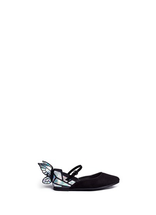 Main View - Click To Enlarge - SOPHIA WEBSTER - 'Chiara Mini' holographic butterfly suede toddler Mary Jane flats