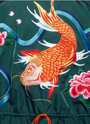 Detail View - Click To Enlarge - ANGEL CHEN - Floral goldfish Chinese calligraphy embroidered windbreaker