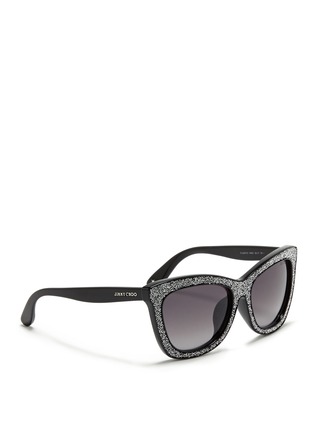 Figure View - Click To Enlarge - JIMMY CHOO - 'Estelle' lace brow bar metal sunglasses
