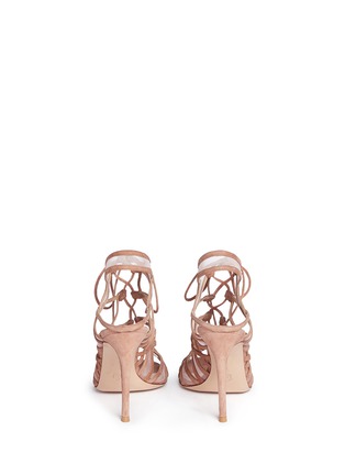 Back View - Click To Enlarge - GIANVITO ROSSI - 'Adria' mesh trim cutout suede sandals
