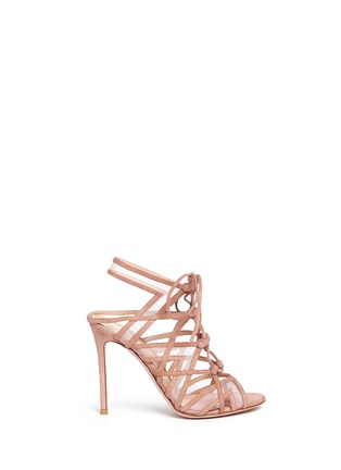 Main View - Click To Enlarge - GIANVITO ROSSI - 'Adria' mesh trim cutout suede sandals