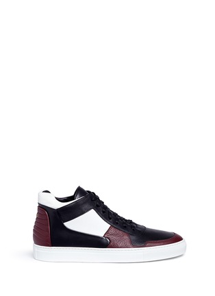 Main View - Click To Enlarge - FACTO - 'Vesta' colourblock mid top leather sneakers