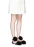 Figure View - Click To Enlarge - JIMMY CHOO - 'Dolly' fox fur pompom glitter skimmer flats