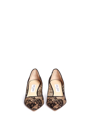 Front View - Click To Enlarge - JIMMY CHOO - 'Aza' floral lace mesh pumps