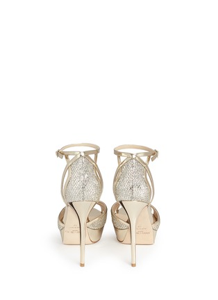 Back View - Click To Enlarge - JIMMY CHOO - 'Laurita 115' metallic glitter mesh mirror leather sandals