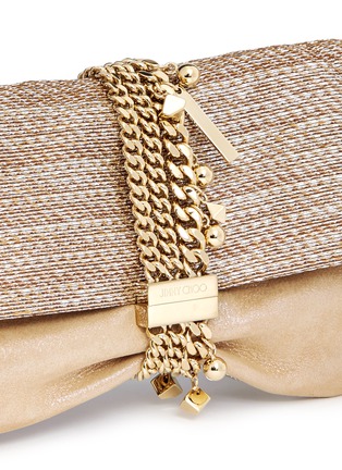 Detail View - Click To Enlarge - JIMMY CHOO - 'Chandra' chain lamé metallic suede clutch