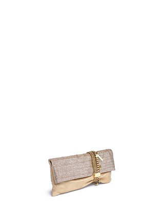 Front View - Click To Enlarge - JIMMY CHOO - 'Chandra' chain lamé metallic suede clutch