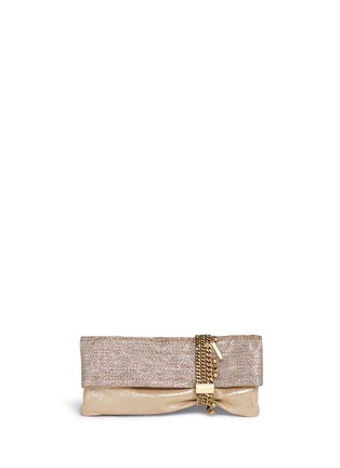 Main View - Click To Enlarge - JIMMY CHOO - 'Chandra' chain lamé metallic suede clutch