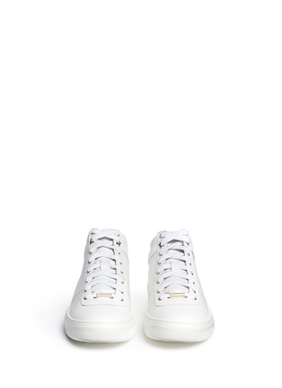 Front View - Click To Enlarge - JIMMY CHOO - 'Bells' panelled leather mid top sneakers