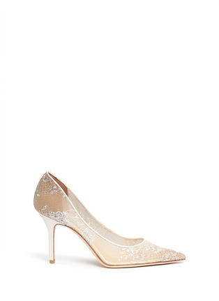 Main View - Click To Enlarge - JIMMY CHOO - 'Agnes' metallic floral lace mesh pumps