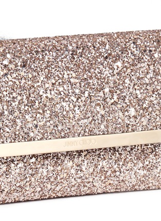 Detail View - Click To Enlarge - JIMMY CHOO - 'Margot' coarse glitter flat clutch
