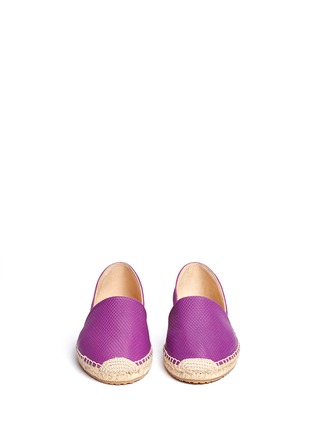 Front View - Click To Enlarge - JIMMY CHOO - 'Dreya' suede embossed leather combo d'Orsay espadrilles