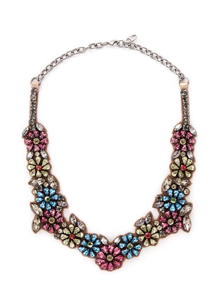 Main View - Click To Enlarge - VALENTINO GARAVANI - Floral crystal satin necklace
