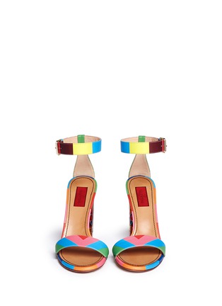 Figure View - Click To Enlarge - VALENTINO GARAVANI - '1973' geometric print acetate heel leather sandals