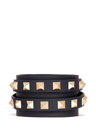 Main View - Click To Enlarge - VALENTINO GARAVANI - 'Rockstud' double wrap leather bracelet