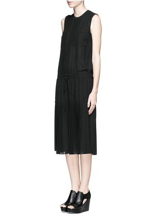 Figure View - Click To Enlarge - VINCE - Pleat hem elastic waist crepe dress