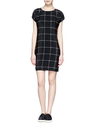 Main View - Click To Enlarge - VINCE - Windowpane check print silk dress
