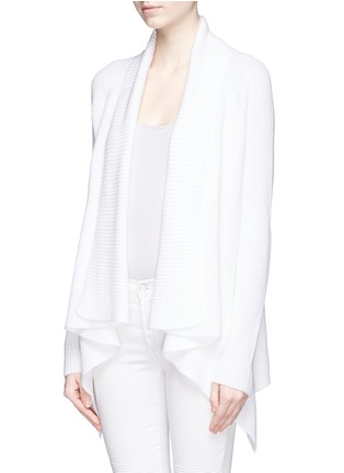 Front View - Click To Enlarge - VINCE - Drape front rib knit cotton cardigan