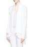 Front View - Click To Enlarge - VINCE - Drape front rib knit cotton cardigan