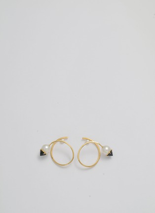 Main View - Click To Enlarge - TASAKI - 18k yellow gold akoya pearls, spinel earrings TASAKI