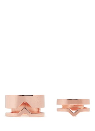 Main View - Click To Enlarge - MARIA BLACK - 'Detour Fooled Heart' twin rose gold plated ring set