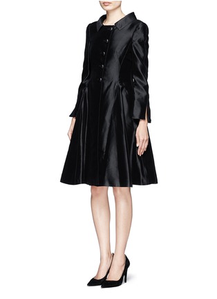 Front View - Click To Enlarge - ARMANI COLLEZIONI - Cotton-silk blend swing coat